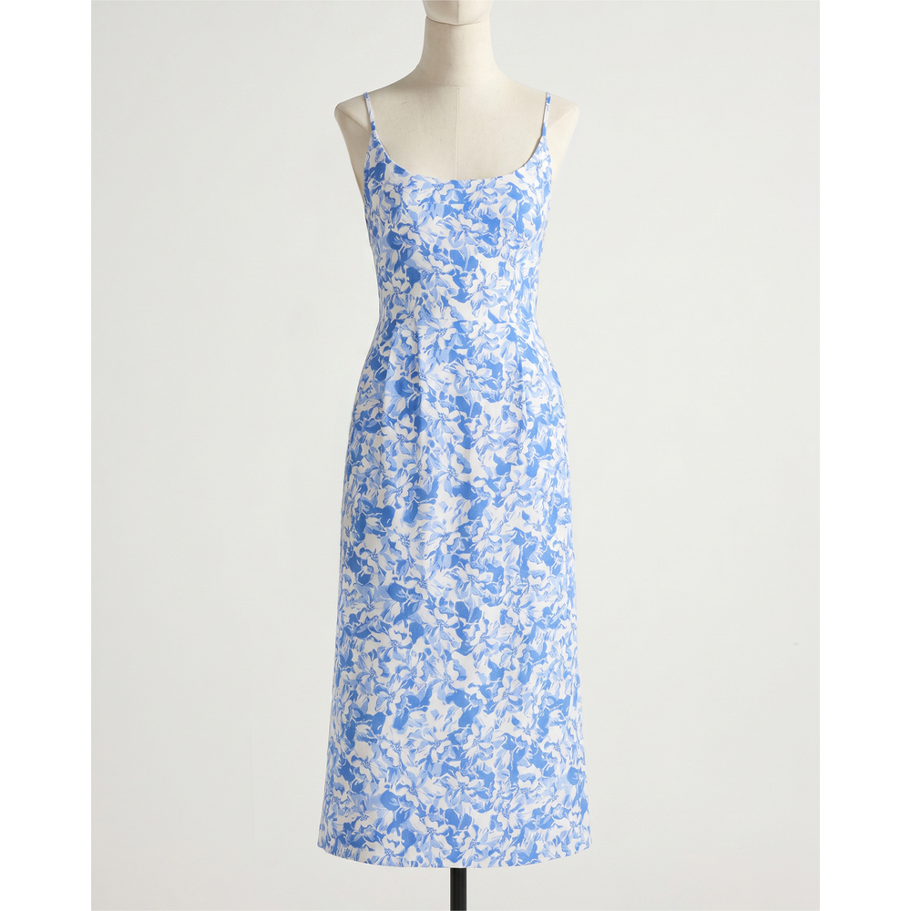 100% European Linen Scoop Neck Midi Dress